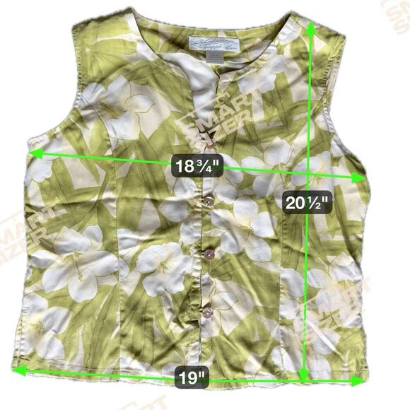 Vintage‎ Pineapple Moon 100% Silk Crop Top Sz Medium Hawaiian Sleeveless Floral - Picture 6 of 6
